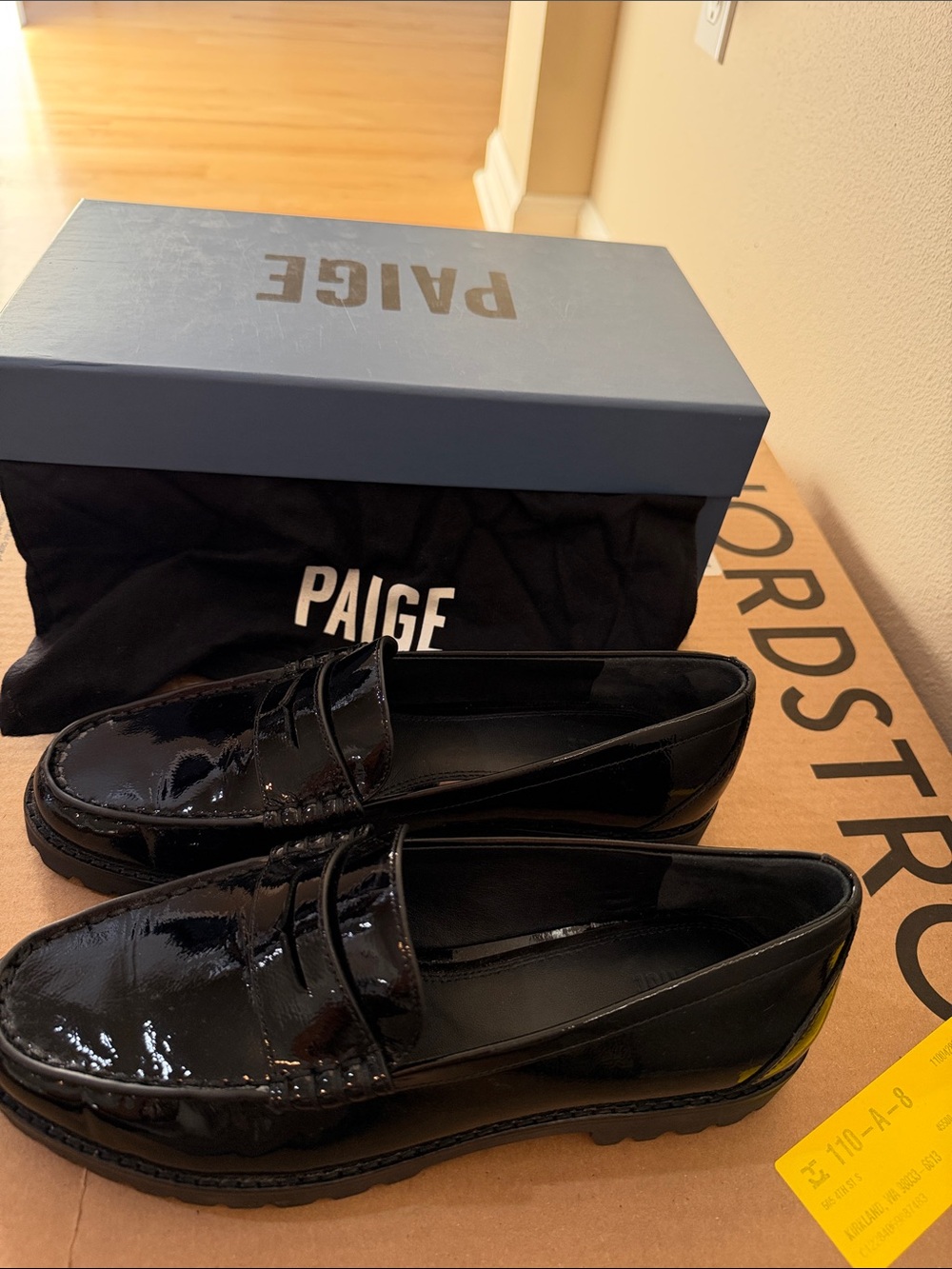 PAIGE Black Patent Leather Women’s Slip-On Loafers